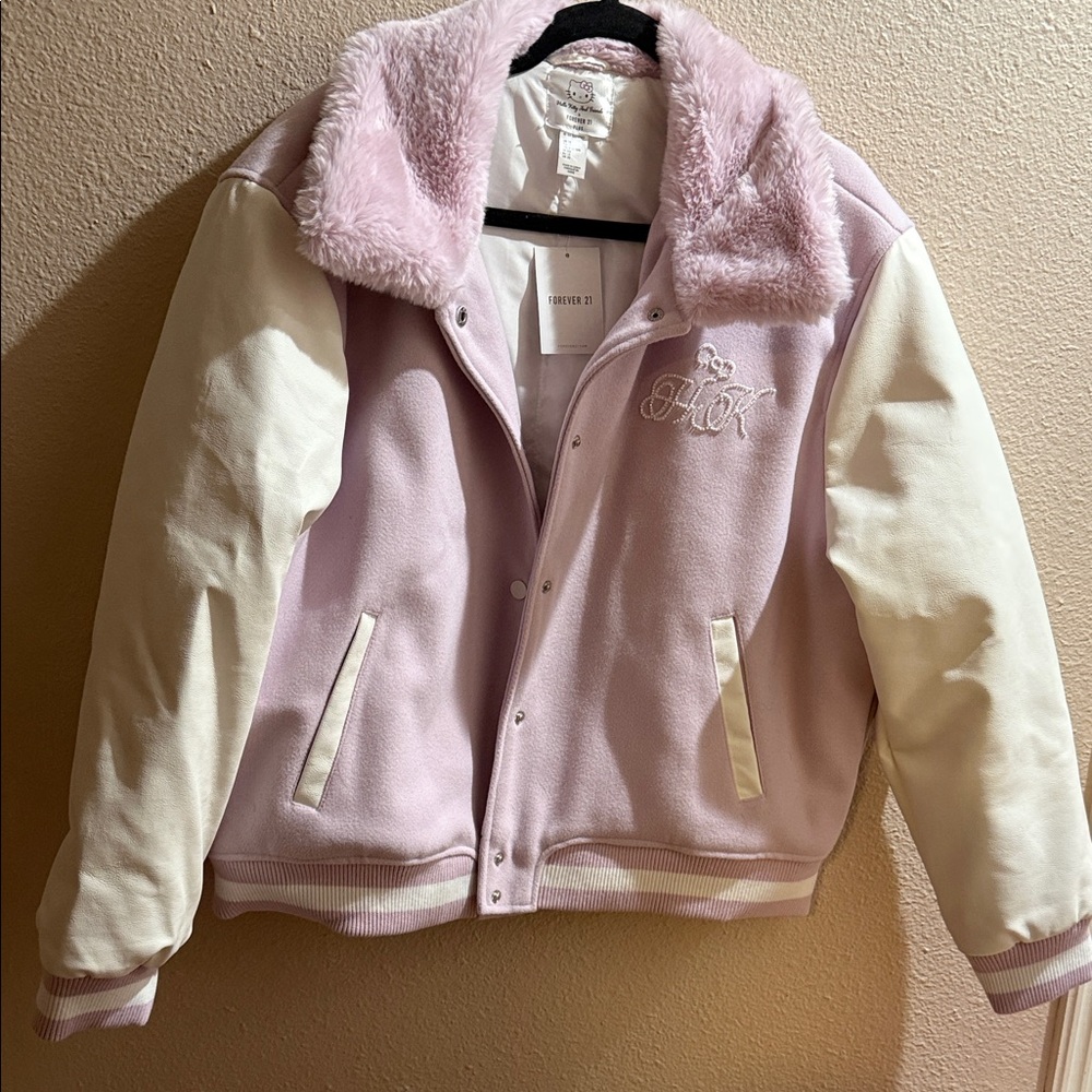 Lavender and White Varsity Jacket